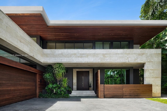 modern home featuring a balcony