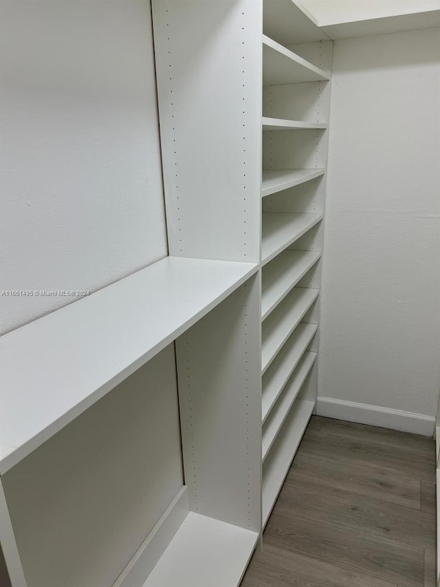 walk in closet featuring dark hardwood / wood-style flooring