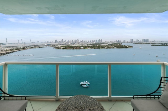 balcony with a water view