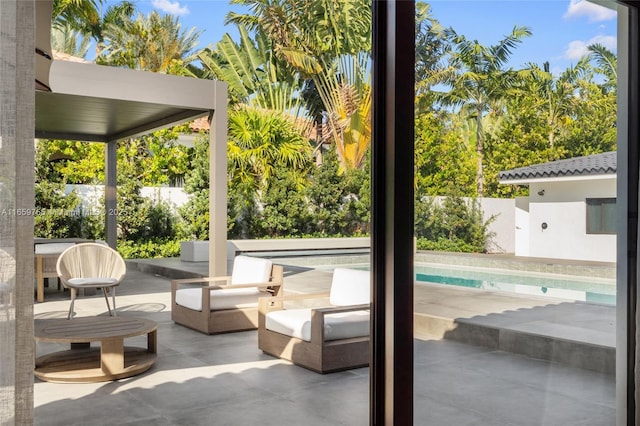 exterior space featuring a fenced backyard and a fenced in pool
