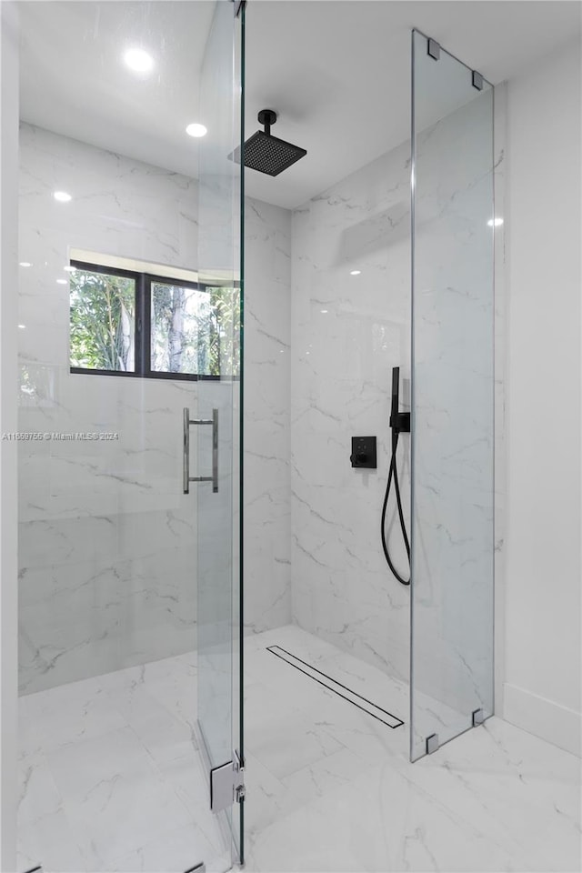 bathroom featuring walk in shower