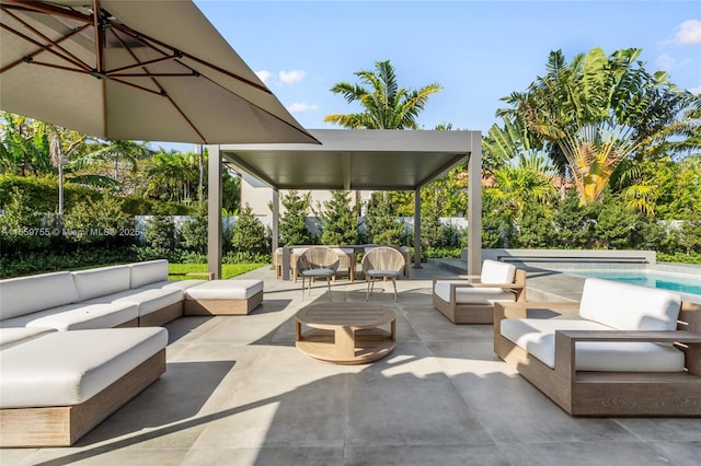 view of patio featuring an outdoor living space