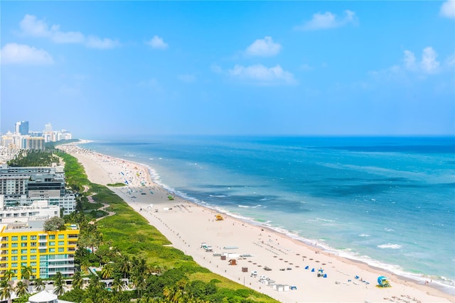 property view of water with a beach view