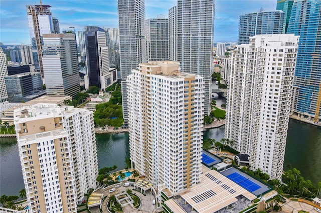 property's view of city with a water view