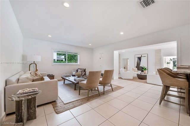 view of tiled living room