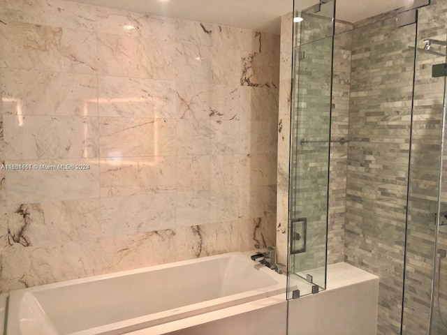 bathroom with plus walk in shower