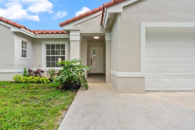 entrance to property with a garage