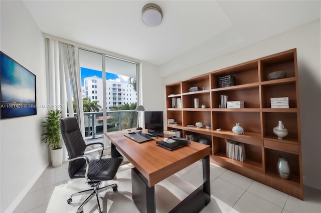 view of tiled office space