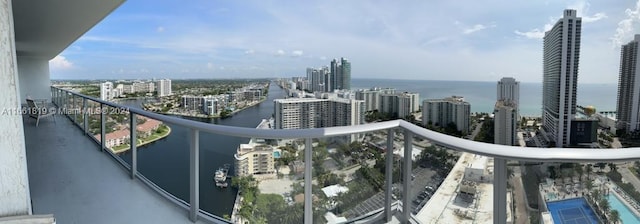 balcony with a water view