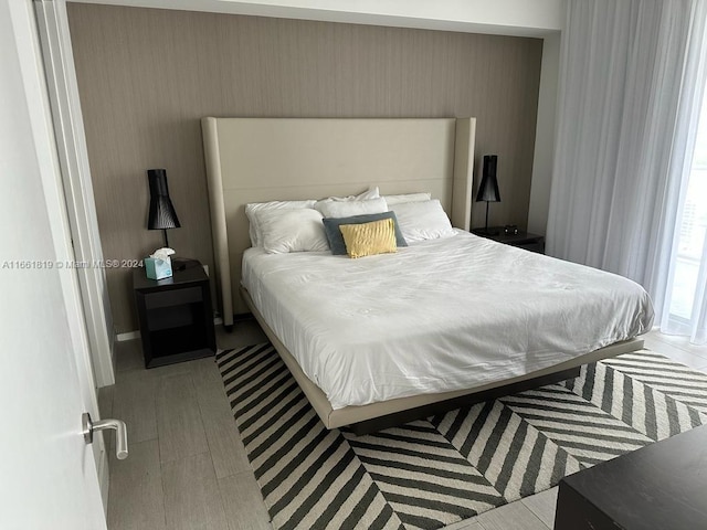 bedroom featuring light hardwood / wood-style floors