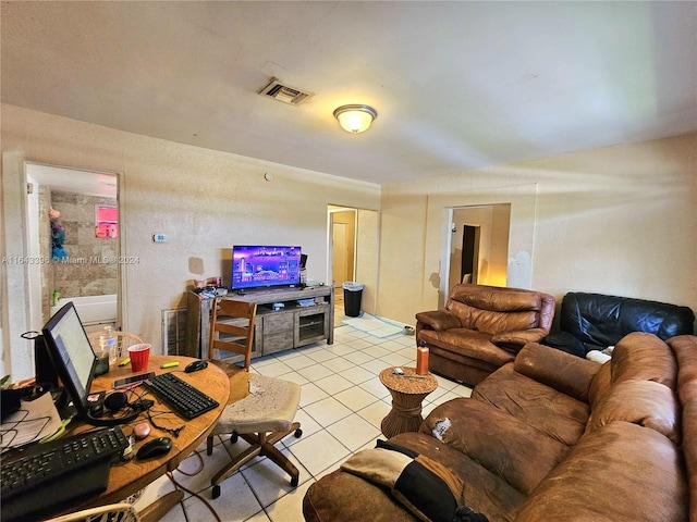 view of tiled living room