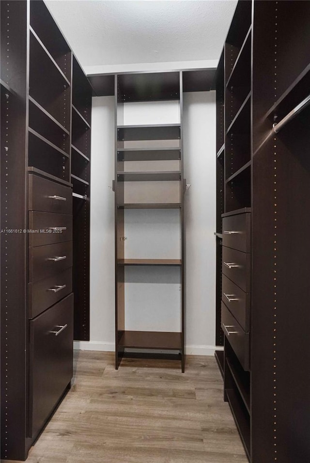 spacious closet featuring light hardwood / wood-style flooring