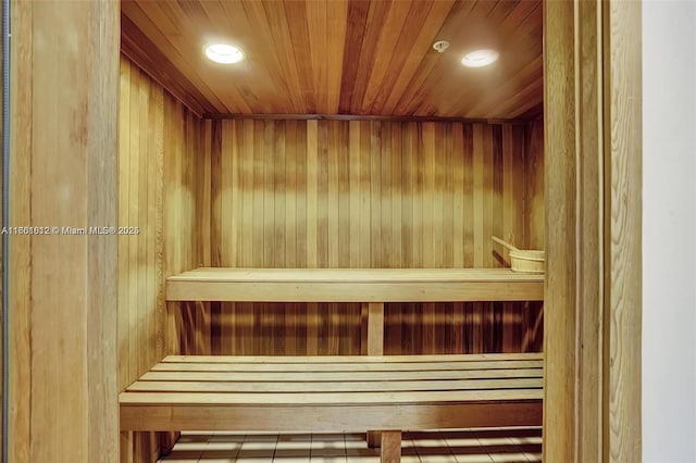 view of sauna / steam room featuring tile patterned floors