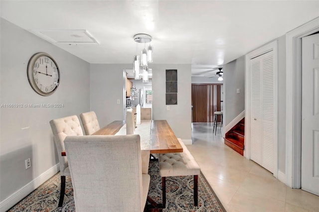 dining area featuring ceiling fan