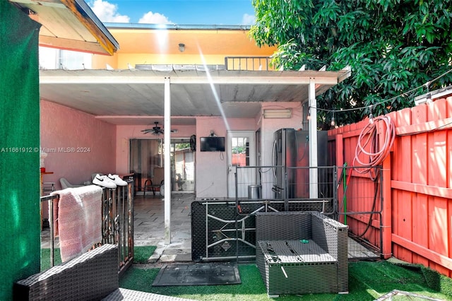 view of patio / terrace with ceiling fan