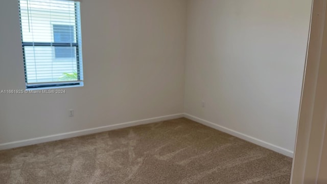 carpeted empty room with baseboards