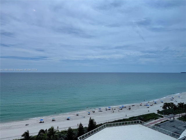 view of water feature featuring a beach view