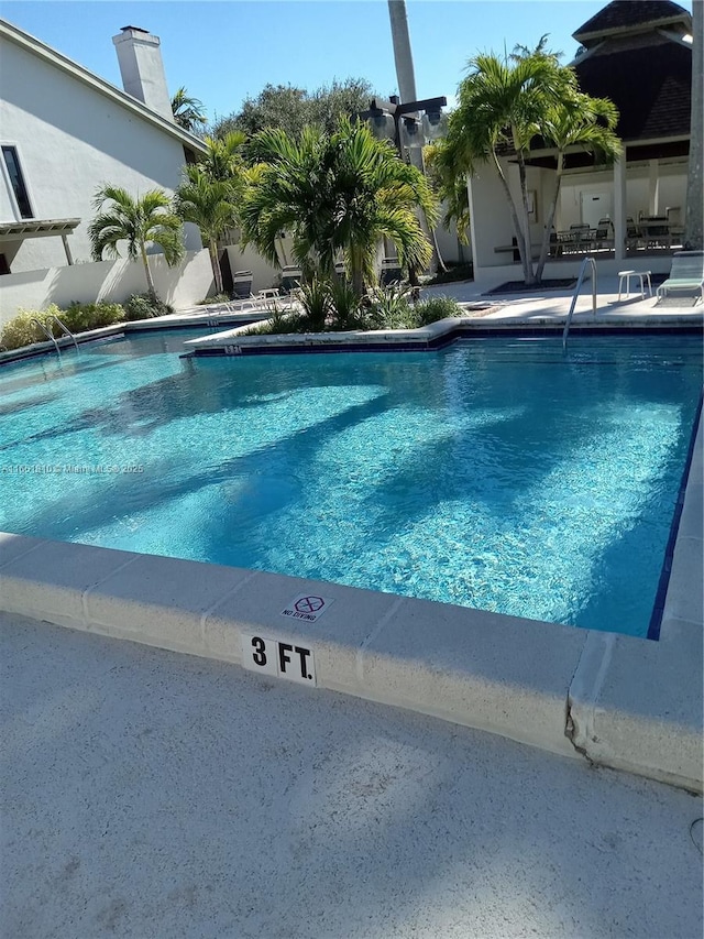 view of pool featuring a patio