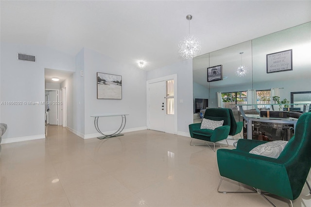 11533 SW 59th Ct, Cooper City, FL 33330 - living area featuring high vaulted ceiling, tile patterned flooring, and a chandelier