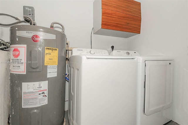 11533 SW 59th Ct, Cooper City, FL 33330 - laundry room featuring water heater and washer and clothes dryer