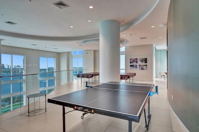 recreation room featuring pool table and light tile patterned floors