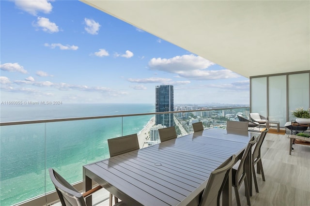 balcony with a water view