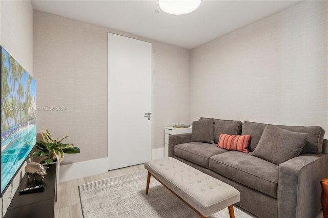 living room with light wood-type flooring