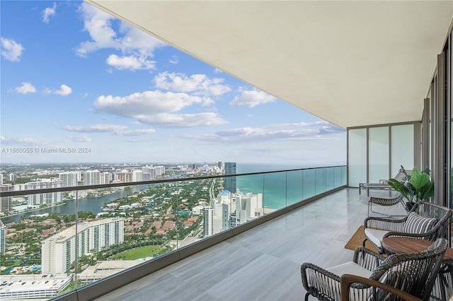 balcony with a water view