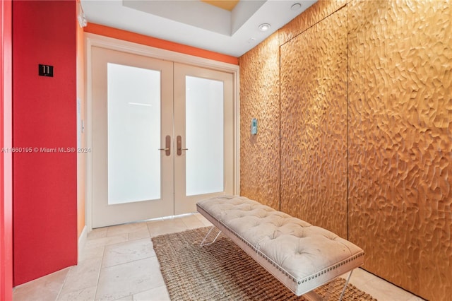 mudroom featuring french doors