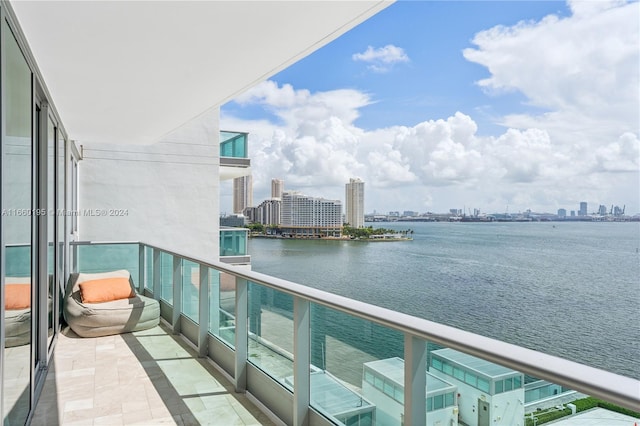 balcony with a water view