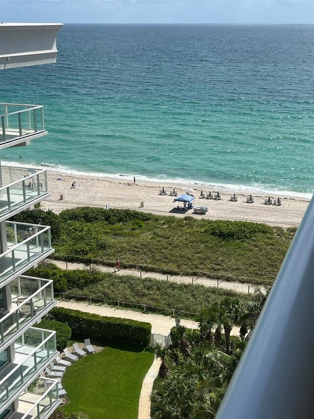 property view of water with a beach view