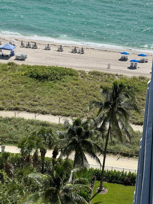 property view of water featuring a view of the beach