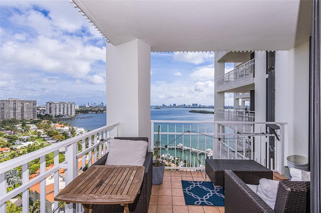 balcony with a water view