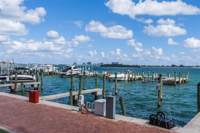 view of dock featuring a water view