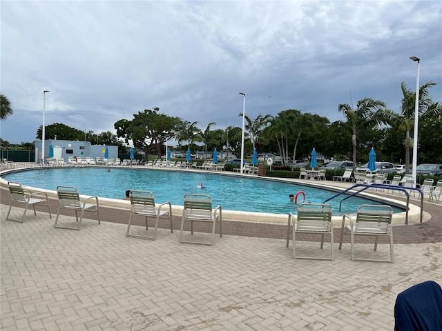 view of swimming pool with a patio