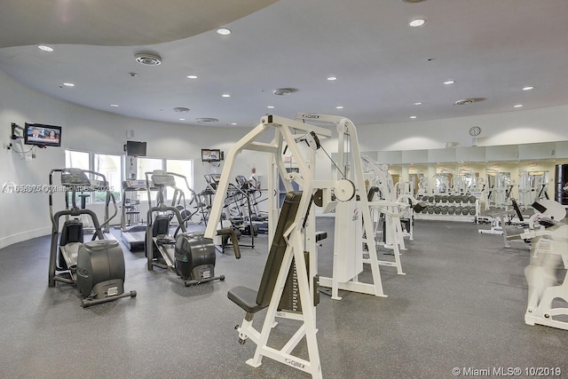 5600 Collins Ave Unit 15B, Miami Beach, FL 33140 - gym featuring recessed lighting