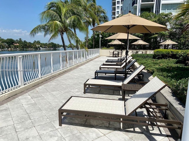 5600 Collins Ave Unit 15B, Miami Beach, FL 33140 - view of patio / terrace with a water view