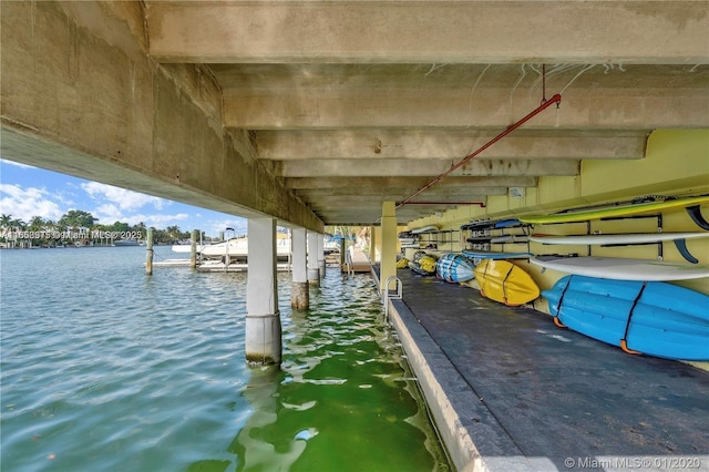 view of dock featuring a water view