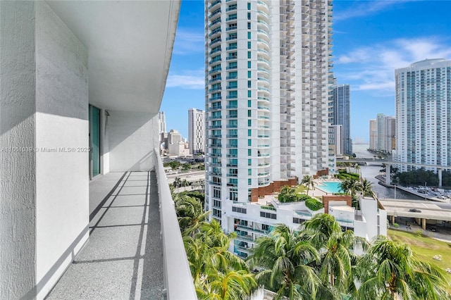 balcony with a view of city