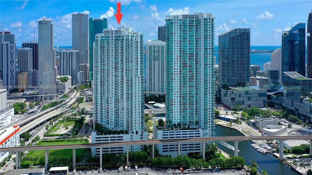 view of city with a water view