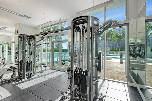 exercise room featuring visible vents