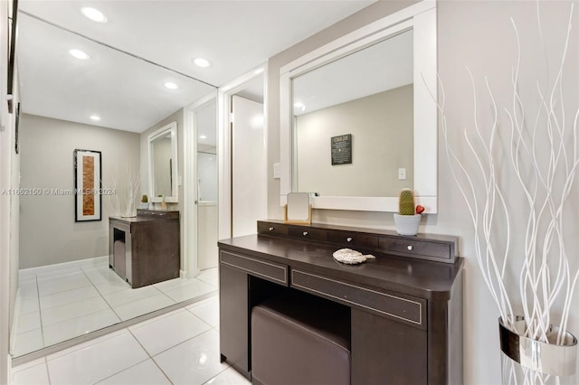 bathroom with vanity and tile patterned floors