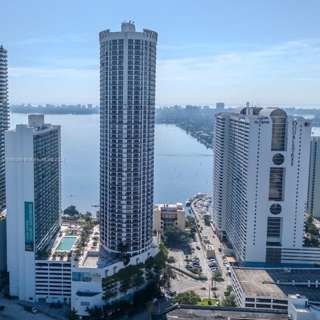 property's view of city with a water view