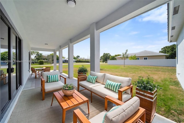 view of patio featuring an outdoor living space