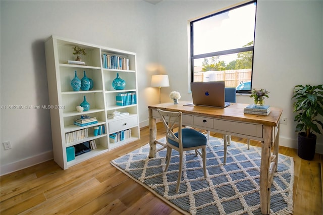 office area featuring light hardwood / wood-style floors