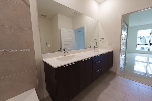 bathroom featuring vanity and tile patterned floors