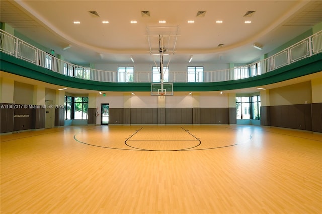 view of sport court featuring a wealth of natural light