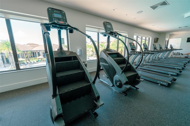 workout area featuring plenty of natural light