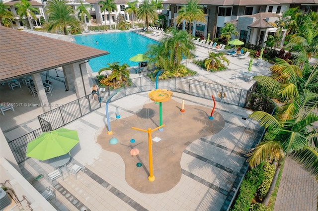 view of swimming pool featuring a gazebo and a patio area