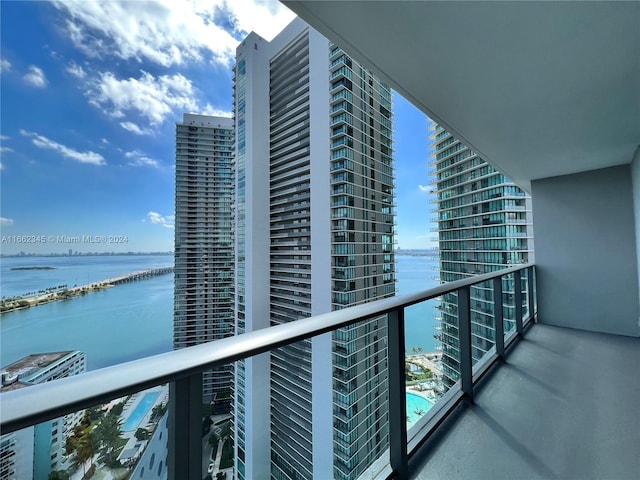 balcony with a water view